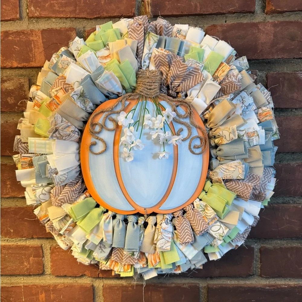 Fall Pumpkin Rag Wreath